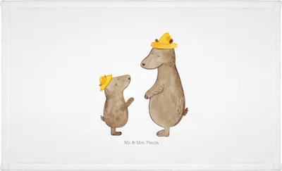 Produktbild von Mr. & Mrs. Panda Handtuch Bären mit Hut - Weiß - Geschenk, Händehandtuch, Familie, Flauschtuch, Muttertag, 100x50, kleines, Kinder, Vatertag, frottee, Vater, Papa
