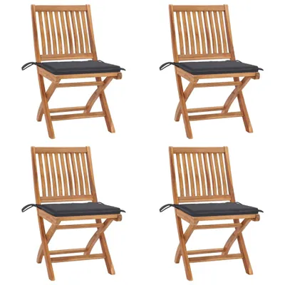Produktbild von Klappstühle mit Kissen, 4-teilig, Massivholz Teakholz
