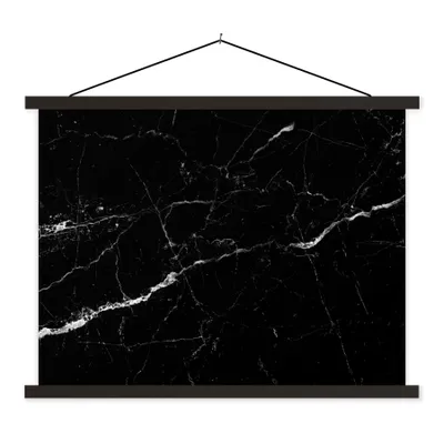 Produktbild von MuchoWow® Textilposter Marmor - Schwarz - Marmoroptik - Weiß - Luxus - Stein 150x113 cm mit schwarzem Rahmen - Wohnzimmer