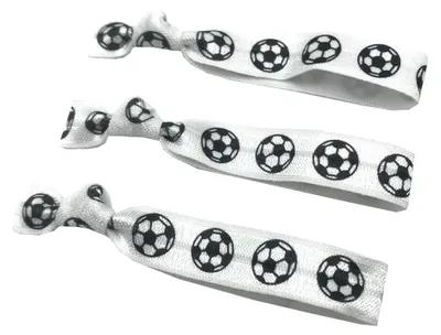 Produktbild von Fußball Haarbänder 10 Stück Set schwarz weiß Nylon Elasthan elastisch Haargummi Sport Accessoire für Verein Fans