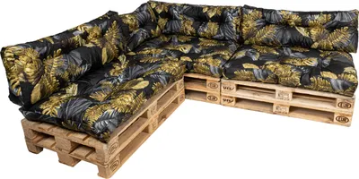 Produktbild von TexDeko Garden Palettenkissen 120x80x18cm wasserabweisend gesteppt Sitzauflage für Europaletten, UV-beständig (7-TLG Set, Blume)