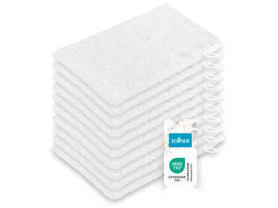 Produktbild von 10er Set Waschhandschuhe, 100% Baumwolle, 16x21 cm, weiß