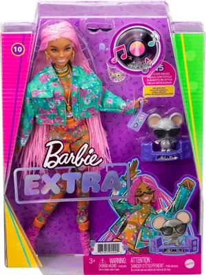 Obrázok produktu pre Barbie Extra štýlová bábika + myška DJ Obliekacia a módna bábika Mattel Vek: 3+, Materiál: plast, Pohlavie: dievča, Batérie: nie, Výška: 30, Stav tovaru: , Druh tovaru: bábiky Barbie, Interaktívna hračka: nie