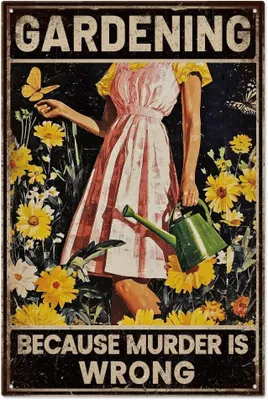 Productafbeelding van Wandbord Metaal Tuin - Decoratief Tinnen Bordje - Wanddecoratie met Tekst - Retro