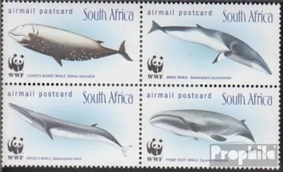 Produktbild von Briefmarken Südafrika 1998 Mi 1177-1180 Viererblock (kompl.Ausg.) gestempelt Weltweiter Naturschutz: Wale