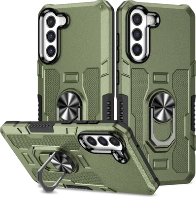Immagine prodotto di Custodia Galaxy S21 FE 5G, Custodia protettiva a doppio strato con supporto ad anello robusto per Samsung Galaxy S21 FE 5G verde