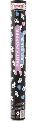 Produktbild von Partypopper Boy or Girl Konfettikanone mt blau-rosa Konfetti für Baby Party
