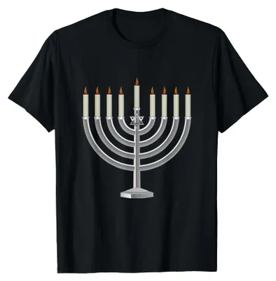 Image de T-shirt pour Hanoukka, avec motif de menorah