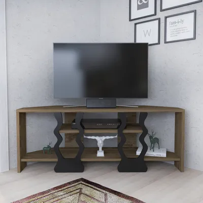 Image de Meuble TV d'angle Decorotika Firal pour téléviseurs jusqu'à 45 pouces, finition Ud& noir