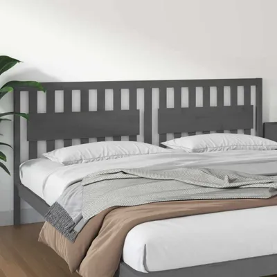 Produktbild von vidaXL Kopfteil Grau 205,5x4x100 cm Massivholz Kiefer - Kopfteil - Kopfteile - Bettkopfteil - Holzkopfteil