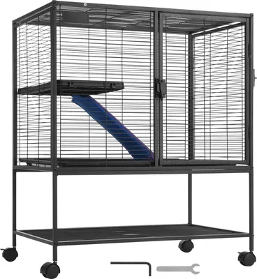 Obrázek produktu pro SucceBuy 36" pojízdná kovová klec pro fretky, velká dvoupatrová klec Critter Nation. Ideální pro různá malá domácí zvířata. Snadno se sestavuje a používá.