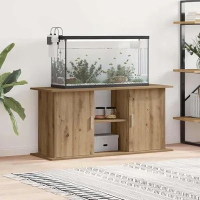 Produktbild von Aquarienschrank 121 x 41 x 58 cm Unterschrank für Aquarium in Artisan-Eiche Holzwerkstoff Fischbecken Halterung mit 3 Ablagefächern