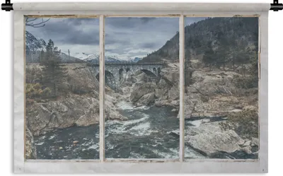 Produktbild von MuchoWow® Wandteppich Wandbehang Aussicht - Brücke - Wasser 120x80 cm Tapisserie Dekoration Wandtuch - Wanddekorationen - Wandtücher