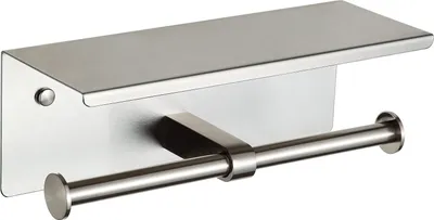 Produktbild von Doppelter Toilettenpapierhalter mit Ablage, gebürstetes Nickel, Toilettenpapierhalter, Wandmontage