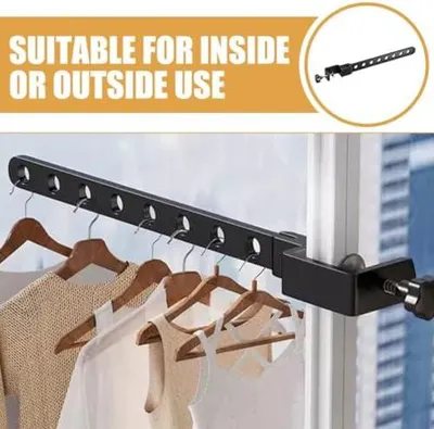 Produktbild von Faltbarer Wäscheständer aus einer Aluminiumlegierung für Balkon und Fensterrahmen mit 8 Aufhängelöchern für den Innen- und Außenbereich
