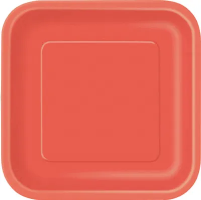 Immagine prodotto di Piatti da festa quadrati 16 pezzi rossi 12,5x12,5 cm - taglia unica