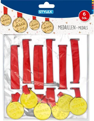 Produktbild von Stylex Metalen Medailles Winner 6 Stuks Goud/Rood