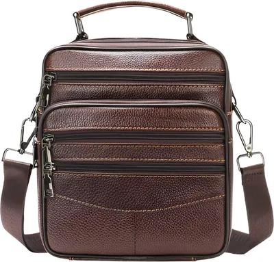Image de CarryQuest® - Sac bandoulière pour homme en cuir véritable, couleur marron