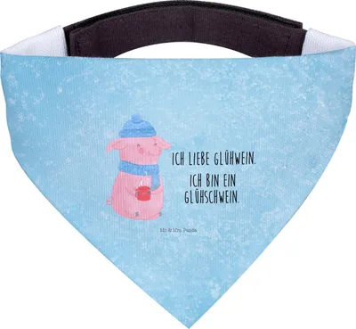 Produktbild von Mr. & Mrs. Panda Halstuch Schwein Glühwein - Eisblau - Geschenk, Punsch, Hund, Tuch, Weihnachten, Glühschwein, Hunde-Bandana, Hunde, Weihnachtsmarkt, Für