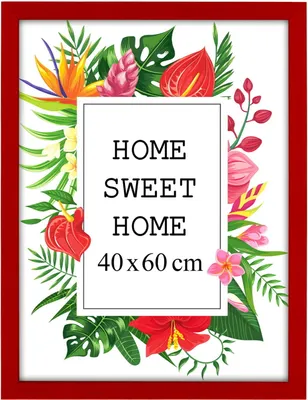 Obrázok produktu pre MG Design rám na obrazy 40 x 60 cm - farba červená, z dreva, s akrylovým sklom - na vertikálne alebo horizontálne zavesenie, bez pozadia, na fotografie