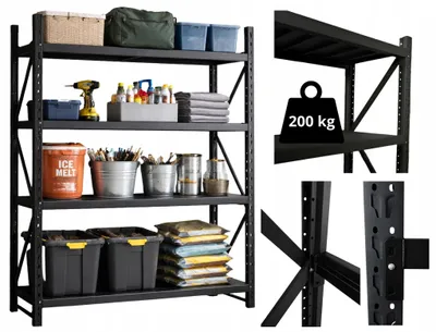 Zdjęcie produktu dla Regał magazynowy metalowy półka GARAŻ piwnica WARSZTAT 200x200x50 800 kg