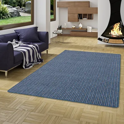 Produktbild von Streifenberber Teppich Marta Blau, Größe:80x320 cm