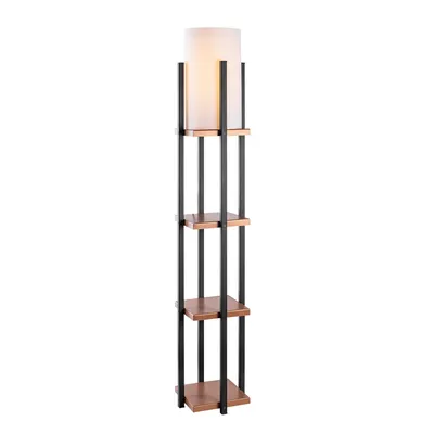 Obrázek produktu pro Opviq, průmyslová stojací lampa s kovovým tělem, černá a měděná, výška 130 cm, 25 x 25 cm | patice E27, max. 40 W, IP20, dvojitě izolovaný kabel, délka 400 cm, elegantní design.
