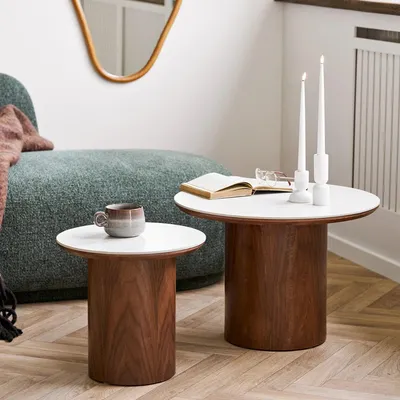 Productafbeelding van House Nordic Bijzettafel Noli Keramisch Wit/Donkerbruin ø40cm