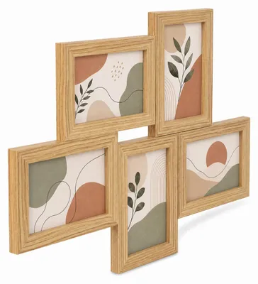 Produktbild von Bilderrahmen Collage für 5 Fotos Galerierahmen Wanddeko für Fotowand - Farbe: Eiche | Format: 13x18
