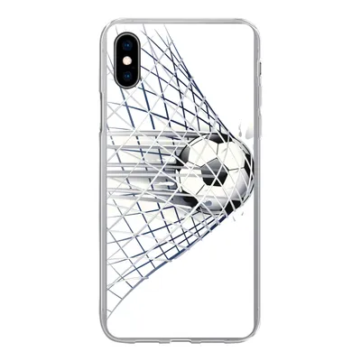 Produktbild von MuchoWow® Handyhülle Schutzhülle Hülle für iPhone Xs Eine Illustration eines Fußballs, der ins Tor geht - Jungen - Mädchen - Kinder Silikon Softcase Handy Hülle - Handytasche