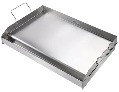 Image de VEVOR Plaque de gril 430 Acier inoxydable 58,7 x 39,5 x 9,9 cm - Plaque de gril universelle 2 mm d'épaisseur Utilisable, Outdoor BBQ Party Plaque de gril avec poignée Gril à gaz pour gril à gaz, gril à charbon & gril électrique Accessoires