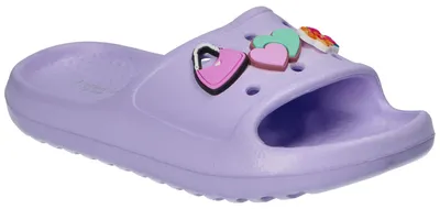 Produktbild von American Club NH201, Kinder EVA Pantoletten leichte Badeschuhe mit Ansteckern bequem, Lila 30/31