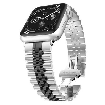 Produktbild von Strap-it Apple Watch 8 Jubilee Stahlband (Silber/Schwarz)
