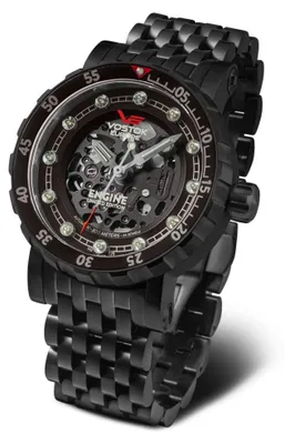 Produktbild von Herrenset VOSTOK EUROPE NH72-571C647, klassischer schwarzer Skeleton.