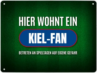 Produktbild von Hier wohnt ein Kiel-Fan Metallschild XL mit Rasen Motiv Schild Blechschild