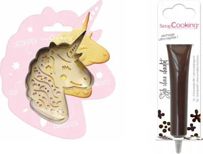 Produktbild von Einhorn-Relief-Keks-Set + Brauner Schokoladenstift