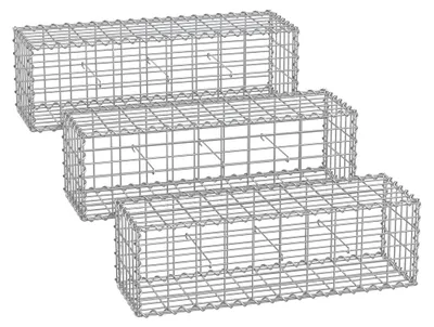 Zdjęcie produktu dla Zestaw koszy gabionowych ze stali ocynkowanej – 100 x 30 x 30 cm – siatkowa ściana