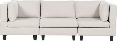Zdjęcie produktu dla BELIANI Sofa modułowa jasnobeżowa tapicerowana poliestrowa 3 osobowa moduły z poduszkami oparciowymi nowoczesna kanapa