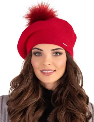 Immagine prodotto di Vivisence elegante berretto signore con pompon misura universale - cappello signore donne cappello lavorato a maglia autunno caldo copricapo classico cappello invernale - rosso
