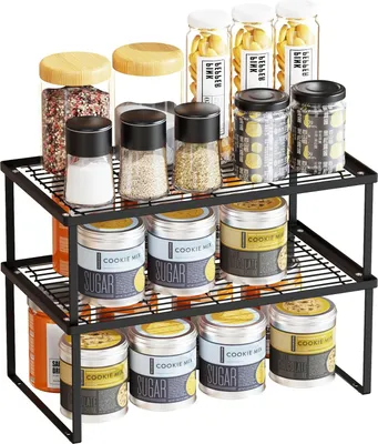 Immagine prodotto di Organizzatore da cucina in metallo Scaffale pieghevole Nero 2 pezzi