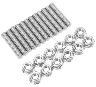 Image de Kit de 12 boulons de culasse en acier inoxydable – Boulons de fixation pour collecteur d'échappement – Pièces de rechange pour Chevrolet V8 LSX, LS1, LS2, LS3, LS6 et LS7