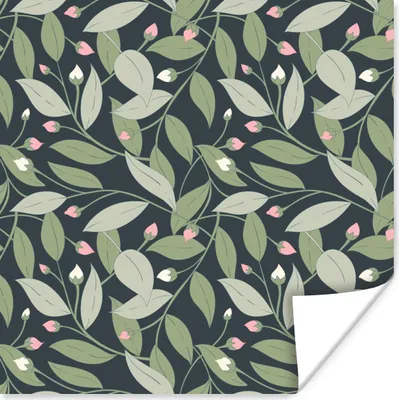 Produktbild von MuchoWow® Poster Blumen - Blätter - Muster 30x30 cm - Wandposter - Printing