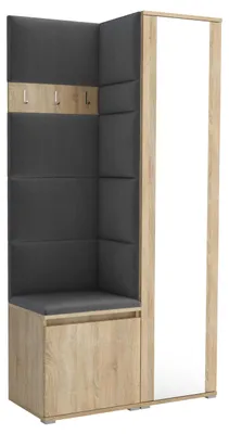 Produktbild von Garderobe LUTON 6 SONOMA 15– Farbe: Sonomaholz, moderner Schrank 40x95x186 cm, funktionale Lösung für den Flur, Garderobeschrank, Flurmöbel