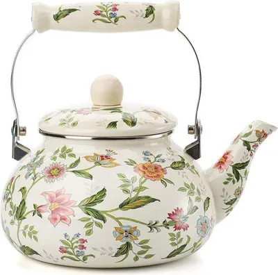 Produktbild von Unyqoos® Handgefertigter Emaille-Teekessel 2,4 L – Retro-Wasserkessel mit Ausguss, Keramikgriff & magnetisierbarem Eisenkern für Induktion & Gasherd