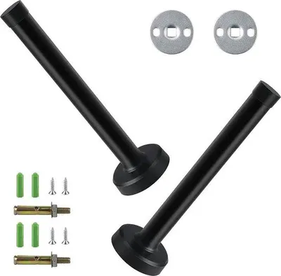 Produktbild von Famanu Wandstopper 2 Stück 15 cm Edelstahl mit Gummi-Puffer - Befestigungselemente für Wände und Türen - Schwarz