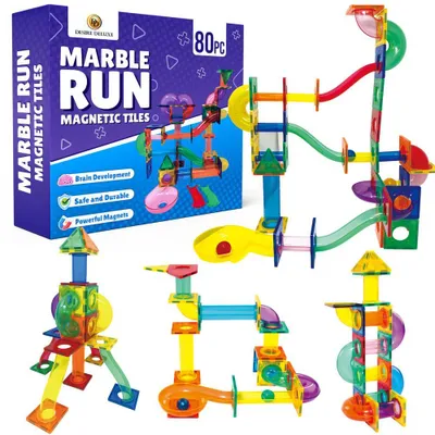 Produktbild von Desire Deluxe Magnetbausteine Kugelbahn 80 Teile – STEM Lernspielzeug für Kinder, Montessori Lernspielzeug