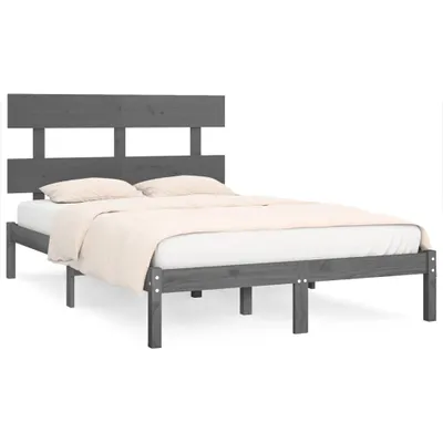 Image de vidaXL Lit en bois massif gris 200x200 cm