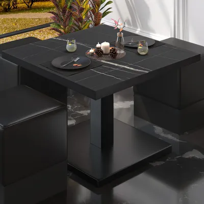 Produktbild von BM | Bistro Loungetisch | B:T:H 50 x 50 x 41 cm | Schwarz Marmor / Schwarz | Bistro Tisch Loungetisch