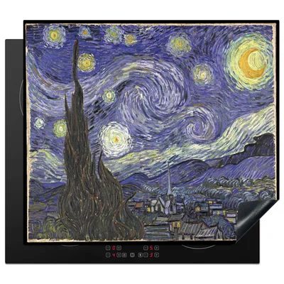 Produktbild von KitchenYeah© Herdabdeckplatte Sternennacht - Vincent van Gogh , 57x51cm, Küche Deko, Glaskeramikkochfeld Herdabdeckung, Abdeckplatte fùr Kochfeld