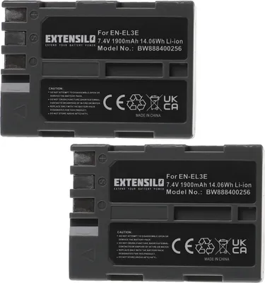Produktbild von EXTENSILO 2x Akku Ersatz für Nikon EN-EL3e für Kamera (1900 mAh, 7,4 V, Li-Ion)